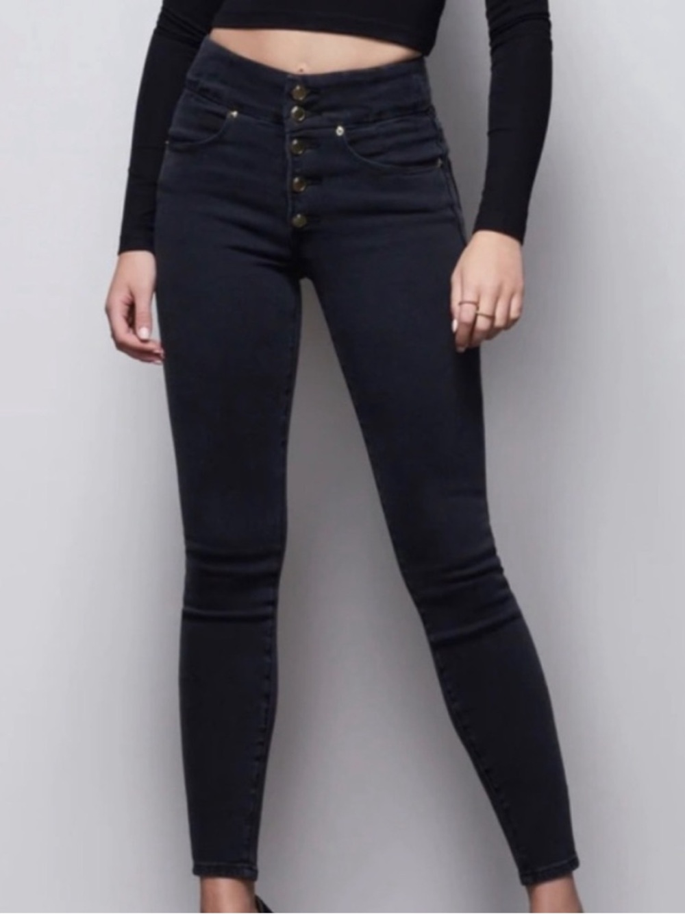 Good American “good waist” High-Waisted Black Skinny Jeans for Women